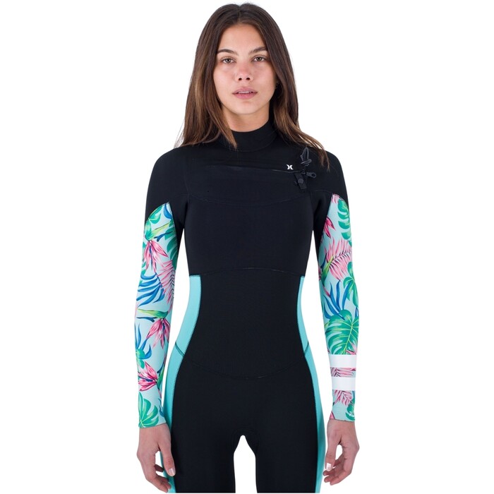 2024 Hurley Womens Plus Printed 3/2mm Chest Zip Wetsuit WFS0012322 - Java Tropical